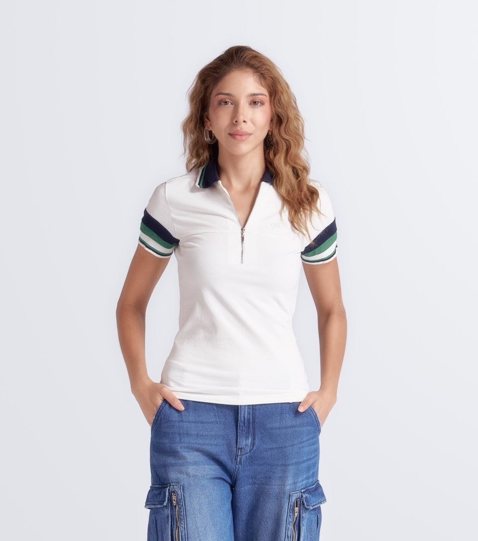Polo Para Mujer Combinado Manga Corta Derek 826629 VD