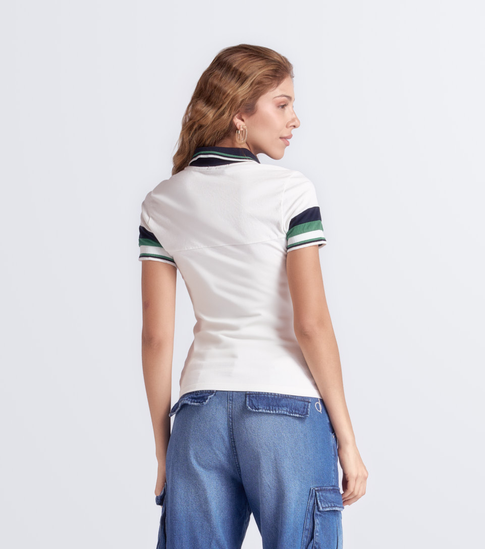 Polo Para Mujer Combinado Manga Corta Derek 826629 VD