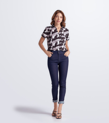 Jean Para Mujer Con Pretina Tejida Y Proceso Paris Nicole DerekAZ