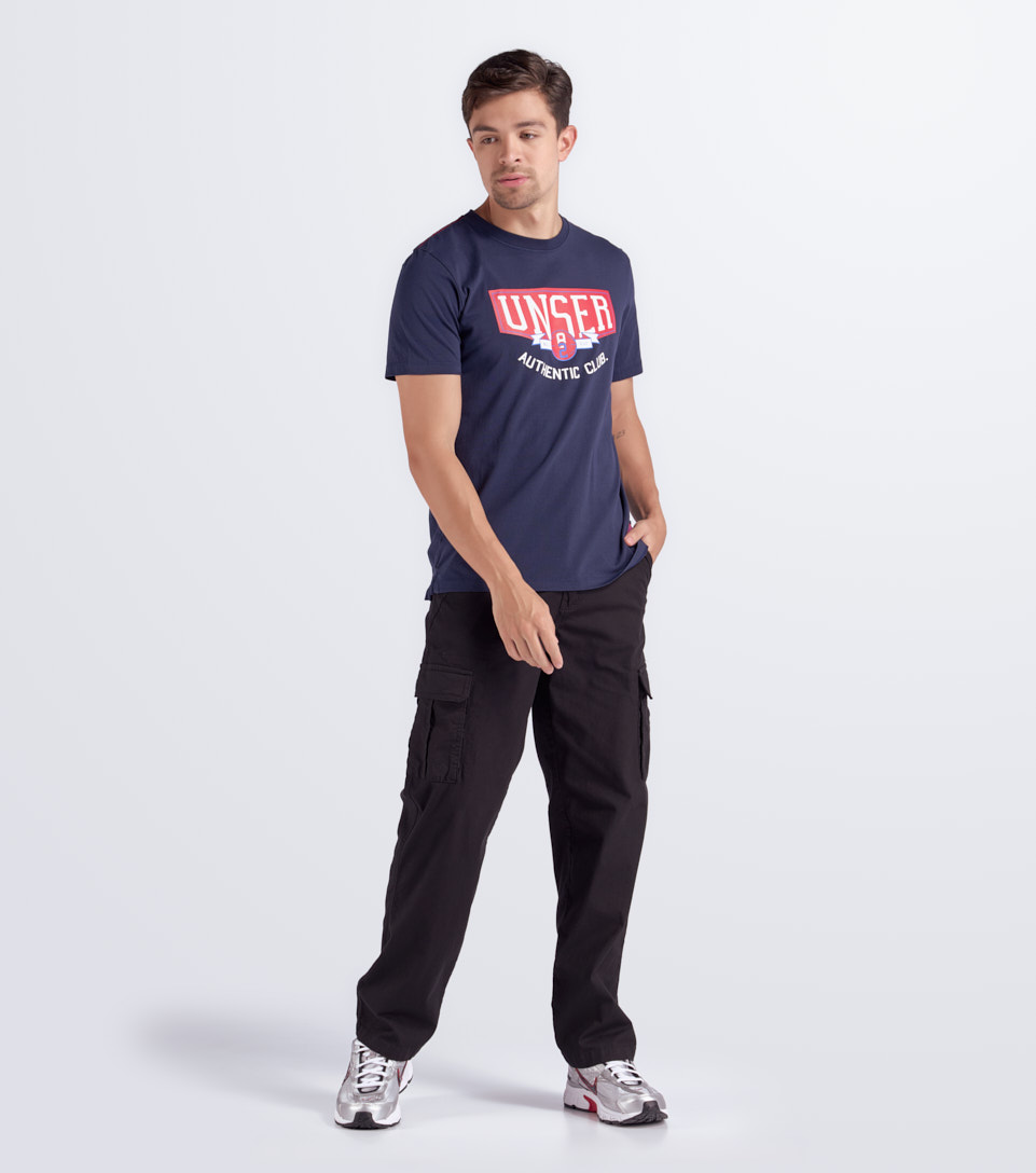 Camiseta Para Hombre Molderia Comfort Unicolor Con Estampado Unser 832991 AZ