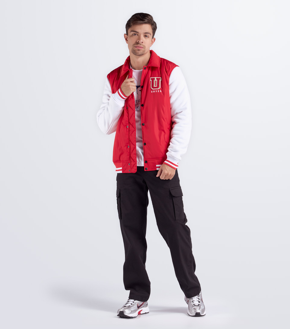 Chaqueta Para Hombre Abullonada Combinada Tipo Varsity Unser 833162 RJ