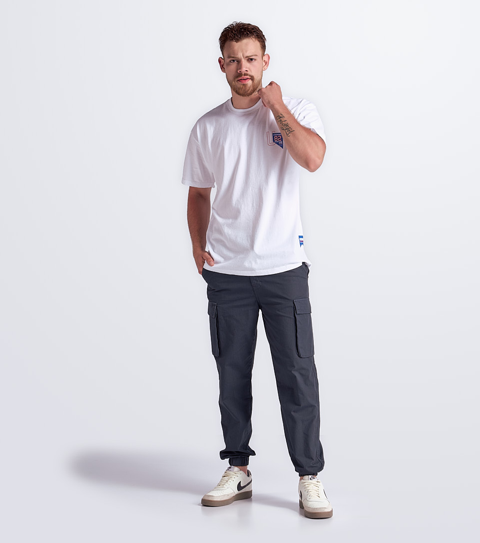 Camiseta Para Hombre Oversized Manga Corta Unicolor Con Estampado Unser 833230 BL