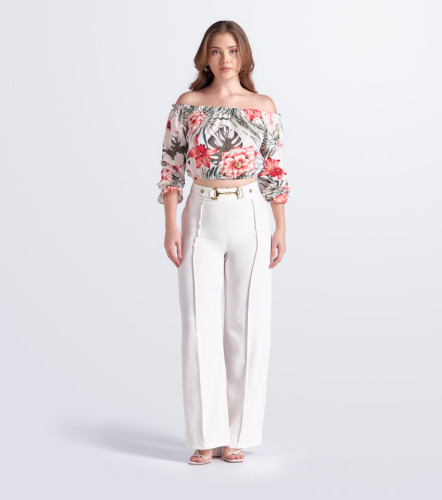 Blusa Para Mujer Camila Estampada Escote Bardot Manga Larga DerekAR