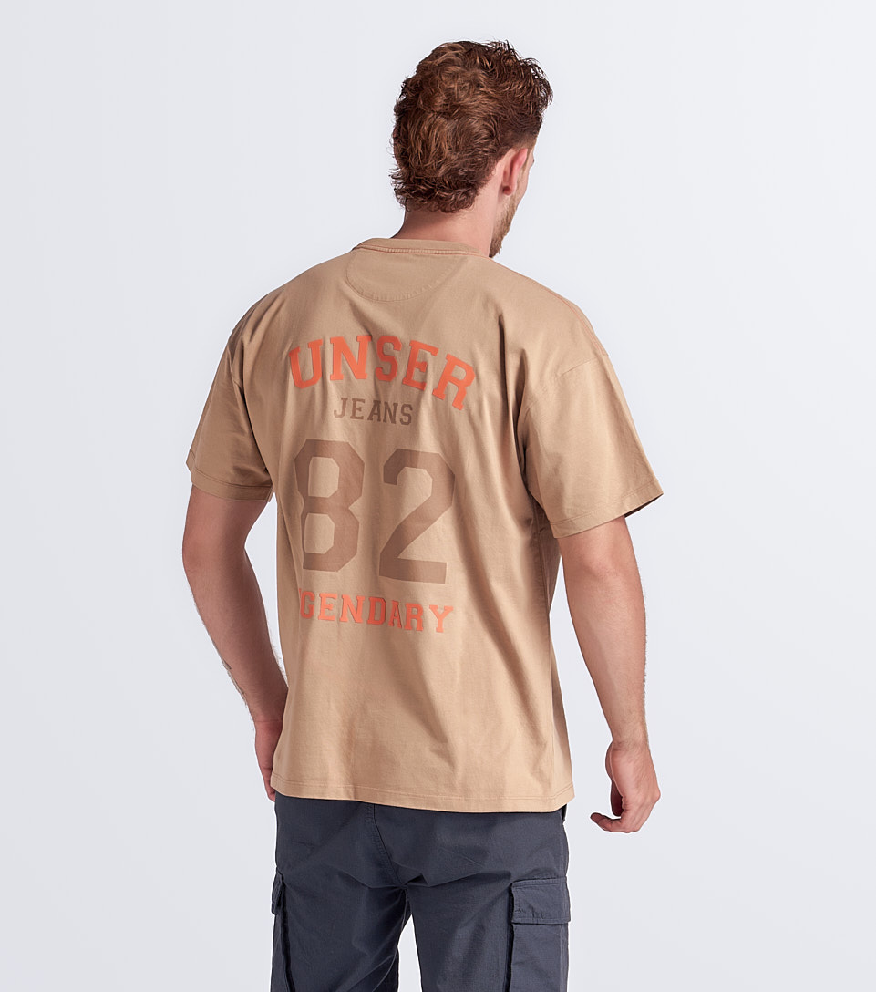 Camiseta Para Hombre Oversize Manga Corta Unicolor Con Estampado Unser 833877 CF