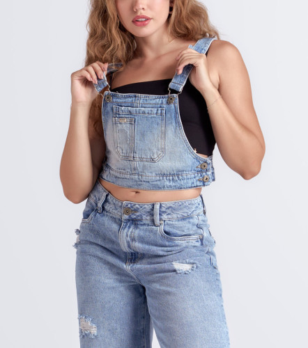 Adela Blusa Tipo Pechera Con Tiras Y Bolsillos UnserAZ