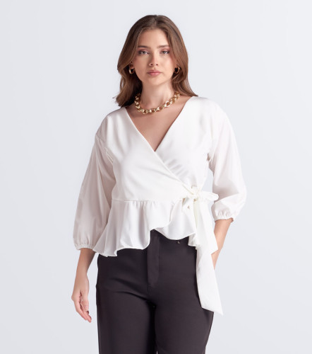Blusa Para Mujer Catalina Escote Cruzado Unicolor DerekAR