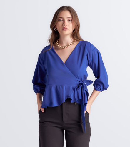 Blusa Para Mujer Catalina Escote Cruzado Unicolor DerekAZ
