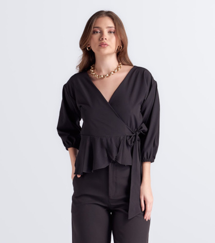 Blusa Para Mujer Catalina Escote Cruzado Unicolor DerekNG