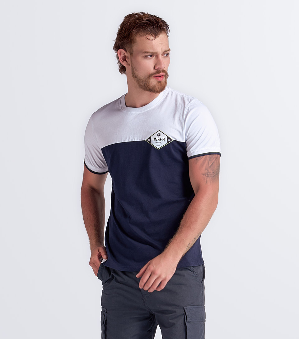 Camiseta Para Hombre Molderia Comfort En Bloques Unser 832953 BL