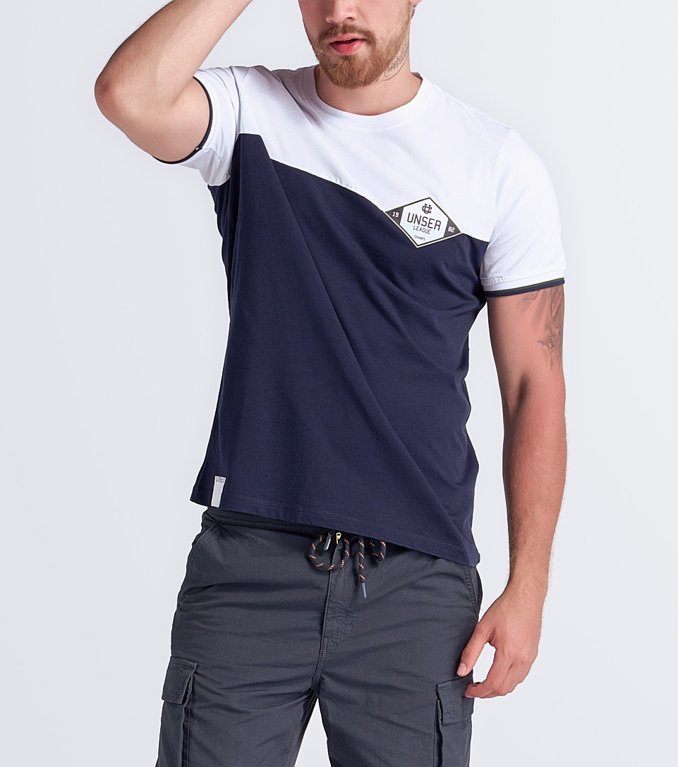 Camiseta Para Hombre Molderia Comfort En Bloques Unser 832953 BL