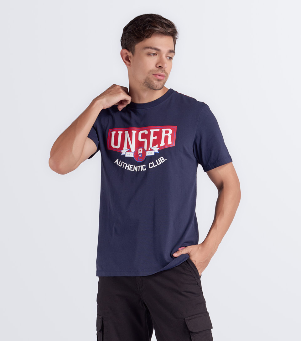 Camiseta Para Hombre Molderia Comfort Unicolor Con Estampado UnserAZ