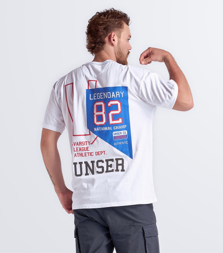 Camiseta Para Hombre Oversized Manga Corta Unicolor Con Estampado UnserBL