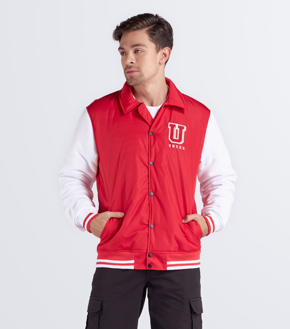 Chaqueta Para Hombre Abullonada Combinada Tipo Varsity Unser 833162 RJ