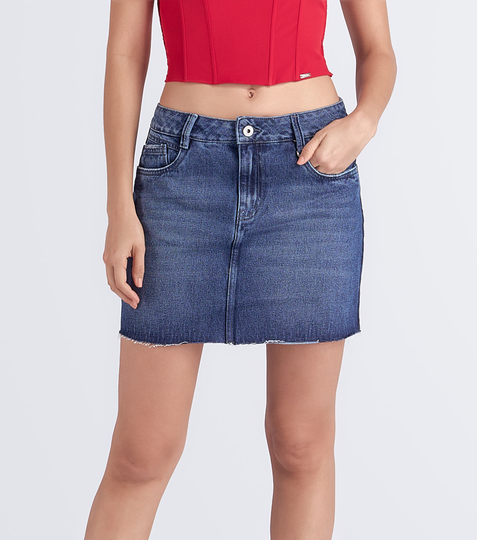 Falda Para Mujer En Indigo Con Proceso Ivonne Derek 832546 AZ