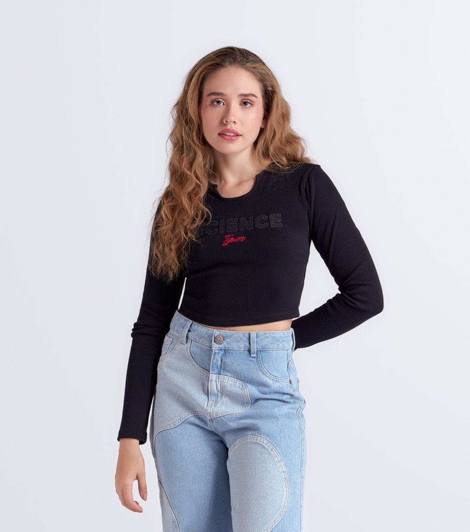 Valeria Blusa Manga Larga En Rib Bordado Typer 833677 