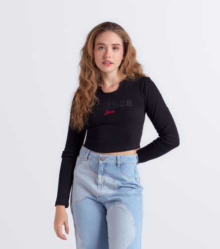 Valeria Blusa Manga Larga En Rib Bordado TyperNG
