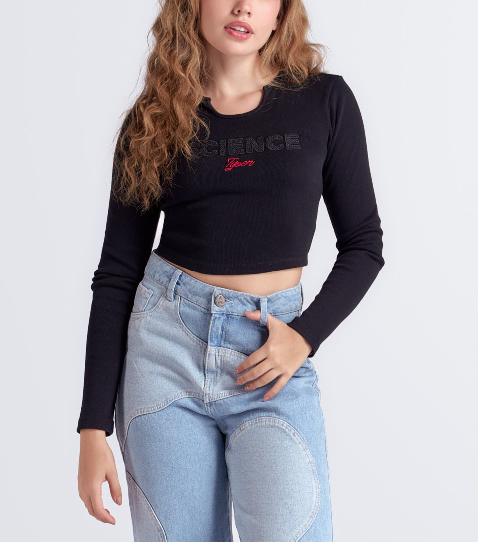Valeria Blusa Manga Larga En Rib Bordado Typer 833677 