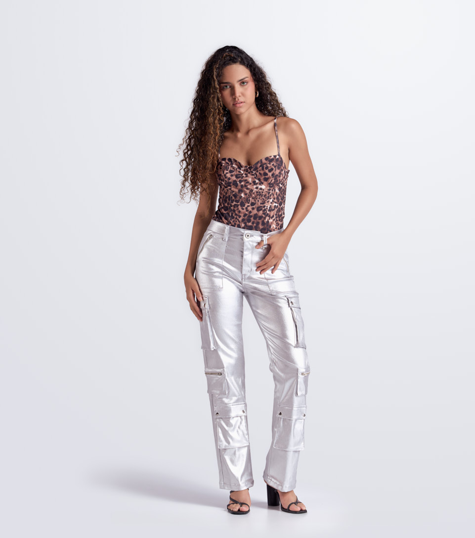 Jean Para Mujer Tipo Cargo Metalizado Praga Shaira Derek 833389 PT