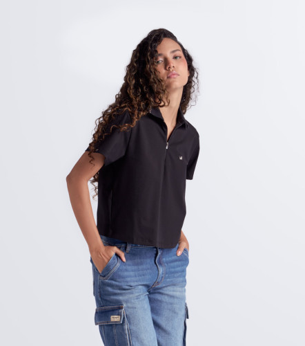 Antonella Polo Unicolor Con Cremallera Y Lurex En Cuello UnserNG