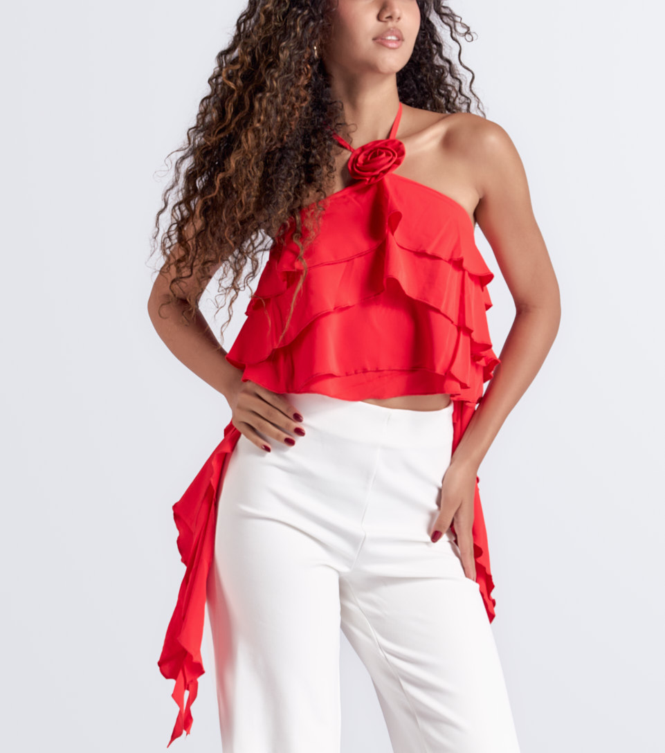 Blusa Pliegues Cuello Cruzado Unicolor Derek 833272 AR