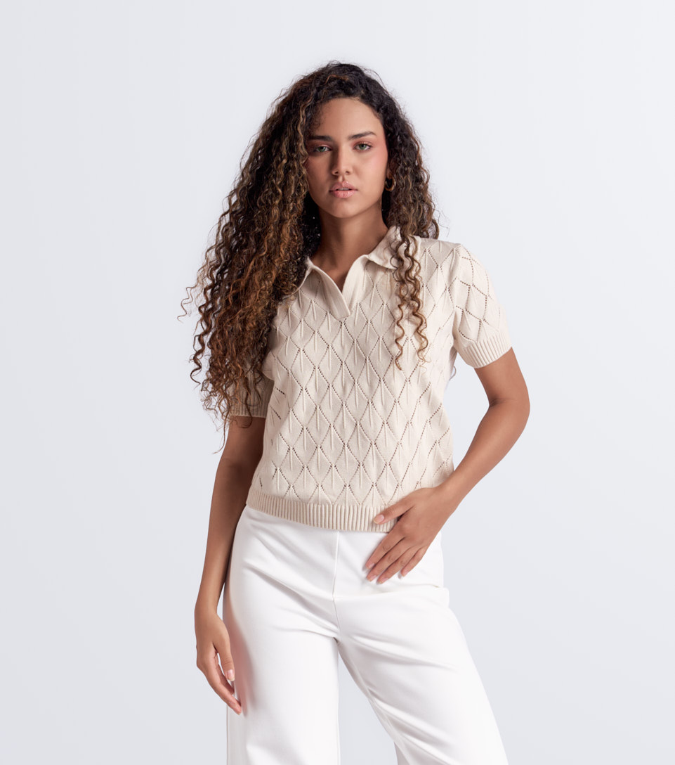 Blusa Tejida Manga Corta Unicolor Gisele Derek 834738 AR
