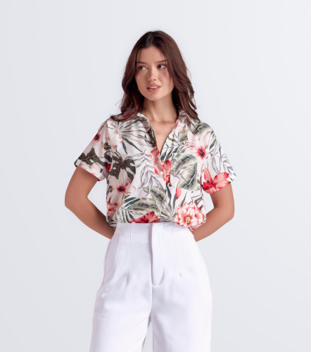 Camisa Para Mujer Ximena Manga Corta Estampada DerekAR