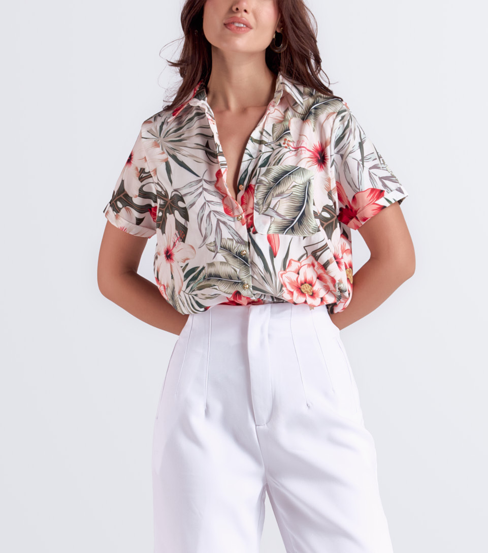 Camisa Para Mujer Ximena Manga Corta Estampada Derek 833792 AR