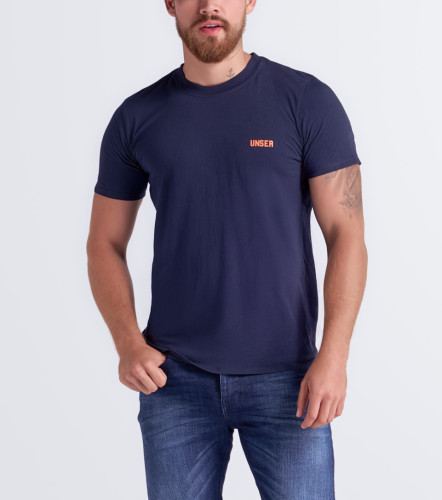 Camiseta Para Hombre Molderia Slim Unicolor Con Estampado UnserAZ