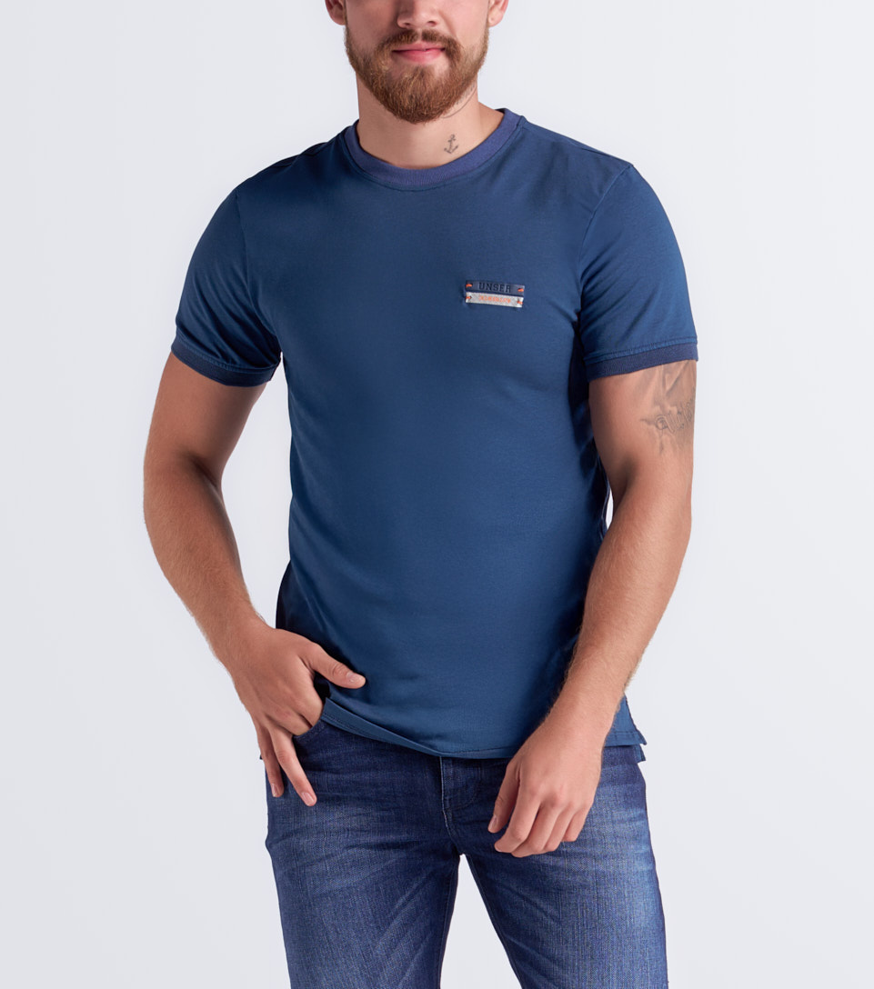 T Shirt Para Hombre Molderia Comfort Unicolor Con Estampado Unser 833232 AZ
