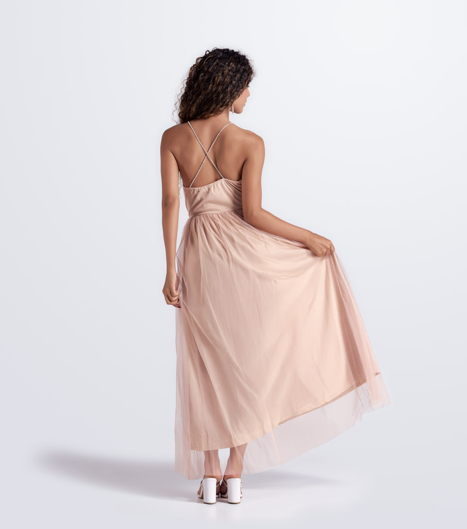 Vestido Largo Con Velo Unicolor Derek 833868 NU