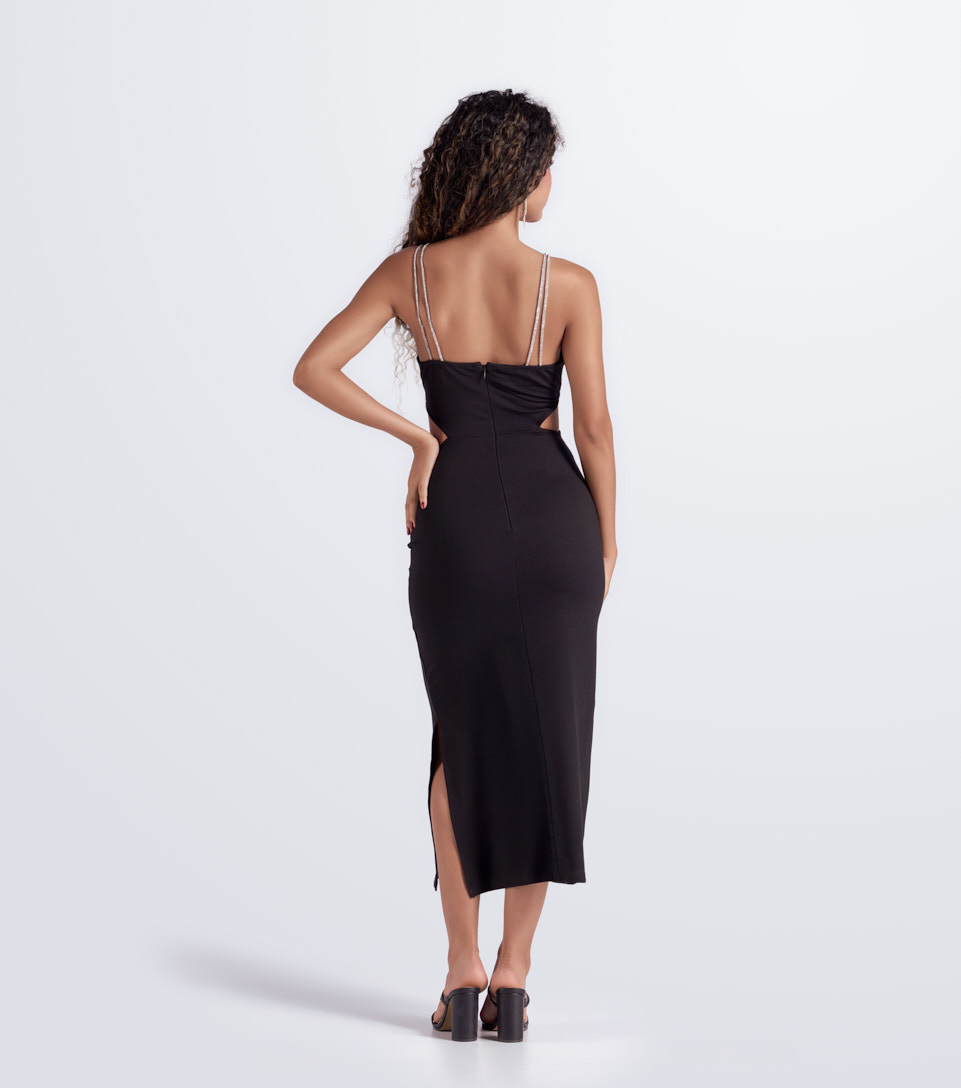 Vestido Largo En Tiras Unicolor Derek 833865 NG