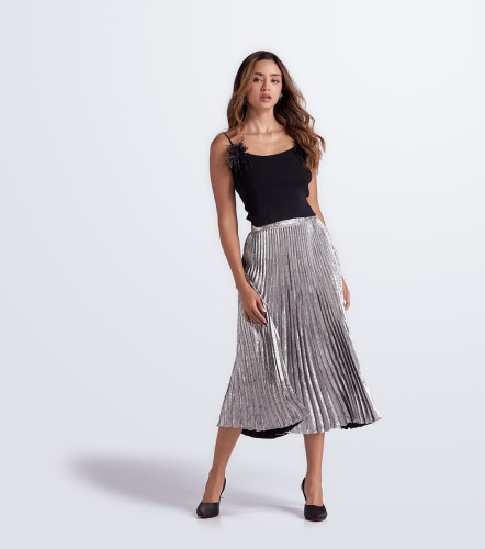 Falda Larga Plisada Unicolor DerekPT