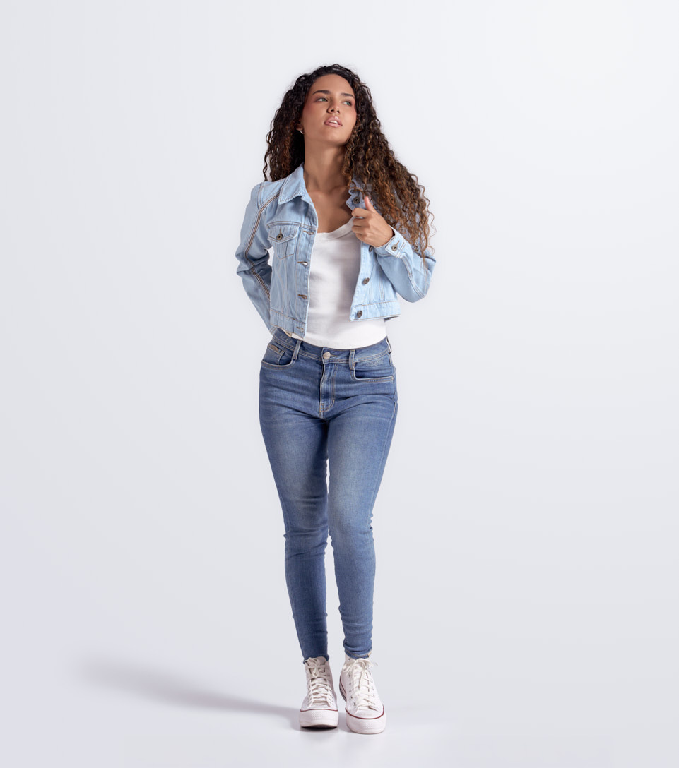 Fanny Chaqueta Indigo Manga Larga Con Hiladillo Y Bolsillos Unser 832733 AD