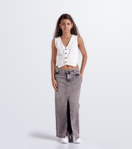 Britany Falda Larga Linea A Con Proceso Y Bolsillos UnserNG