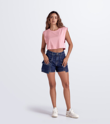 Alana Blusa Boxy Manga Sisa Con Sesgos TyperRS