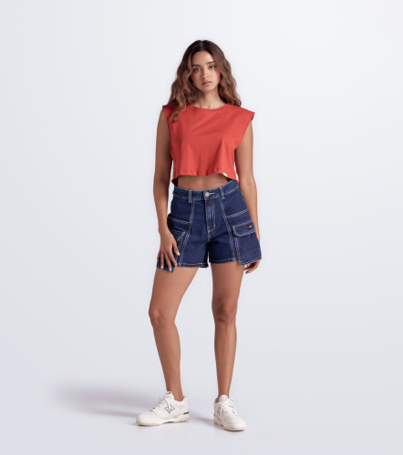 Alana Blusa Boxy Manga Sisa Con Sesgos TyperTR