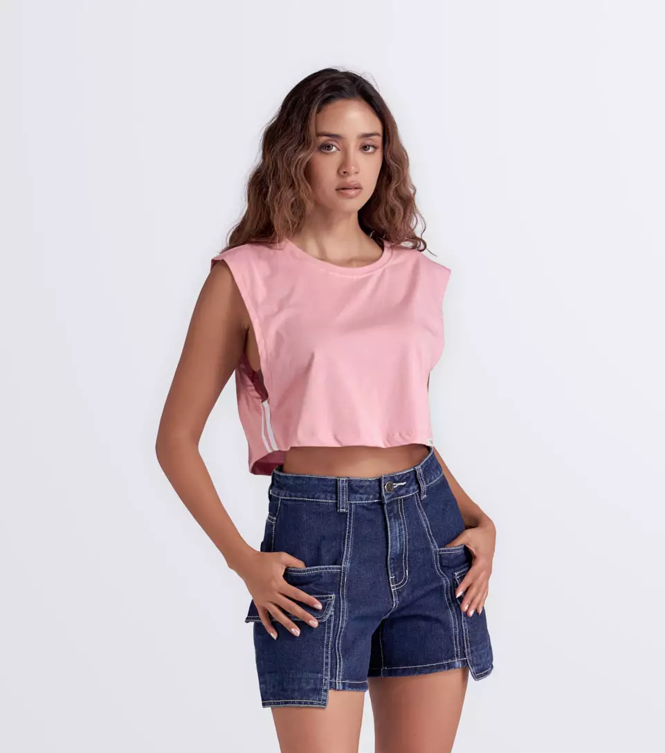 Alana Blusa Boxy Manga Sisa Con Sesgos TyperRS