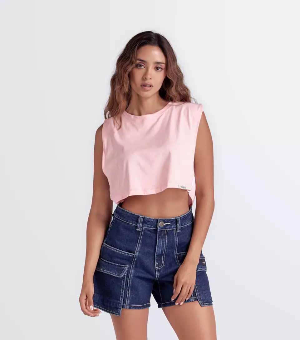 Alana Blusa Boxy Manga Sisa Con Sesgos TyperRC