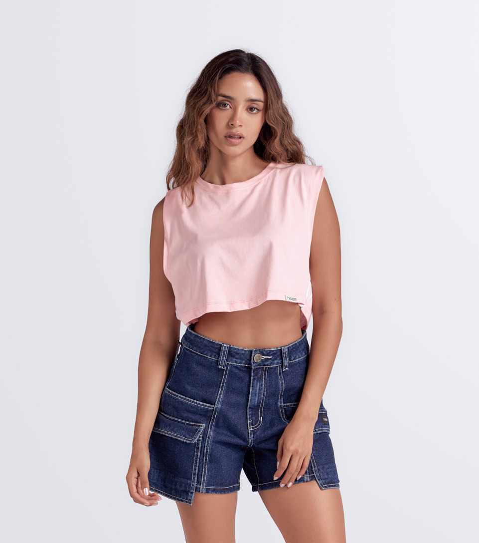 Alana Blusa Boxy Manga Sisa Con Sesgos TyperRC