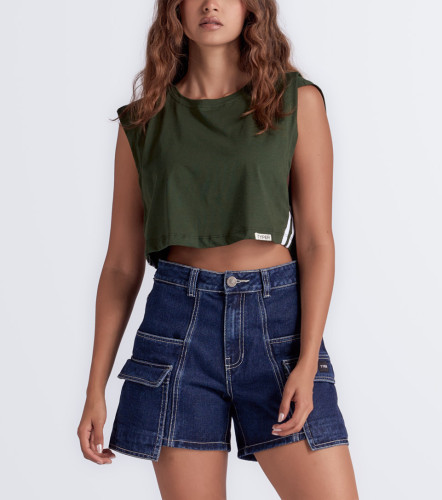 Alana Blusa Boxy Manga Sisa Con Sesgos TyperVD