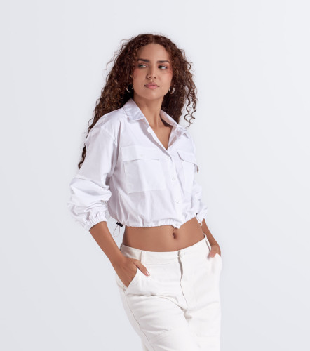 Alicia Camisa Unicolor Manga Larga Con Bolsillos Y Elastico UnserBL