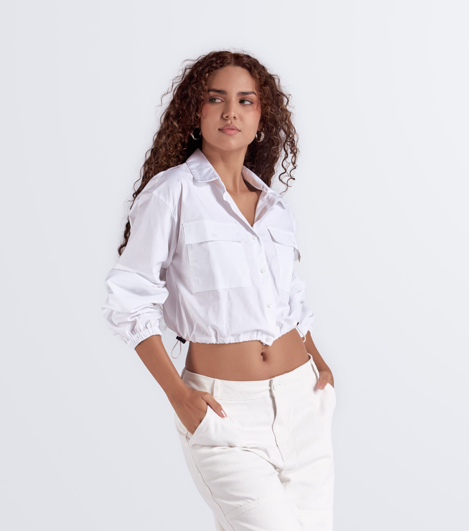 Alicia Camisa Unicolor Manga Larga Con Bolsillos Y Elastico Unser 834432 BL