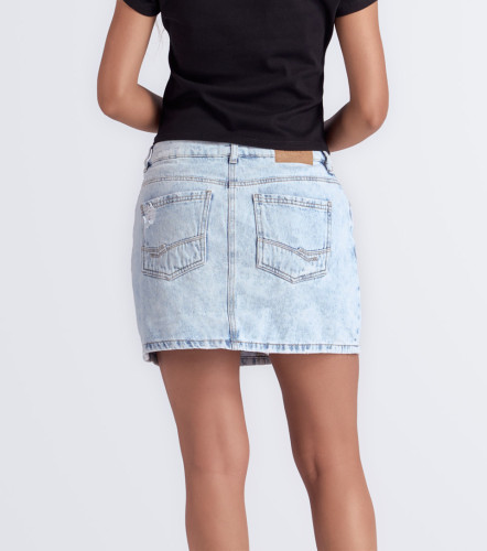 Belinda Falda Corta Con Proceso Y Bolsillos UnserAZ