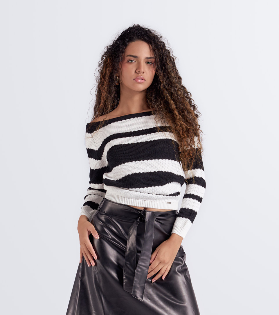 Buzo Para Mujer Tejido En Bloques Manga Larga Aurora Derek 833273 NG