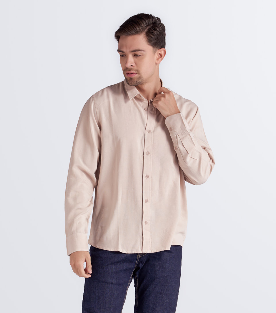 Camisa Para Hombre Unicolor Molderia Comfort Manga Larga UnserKQ