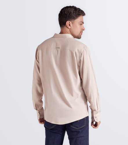 Camisa Para Hombre Unicolor Molderia Comfort Manga Larga UnserKQ