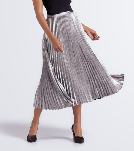 Falda Larga Plisada Unicolor DerekPT
