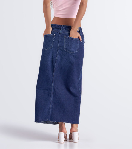 Falda Para Mujer Larga En Indigo Con Proceso Anastacia DerekAZ