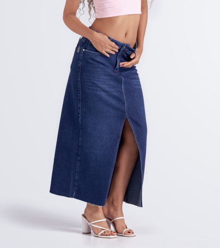 Falda Para Mujer Larga En Indigo Con Proceso Anastacia DerekAZ