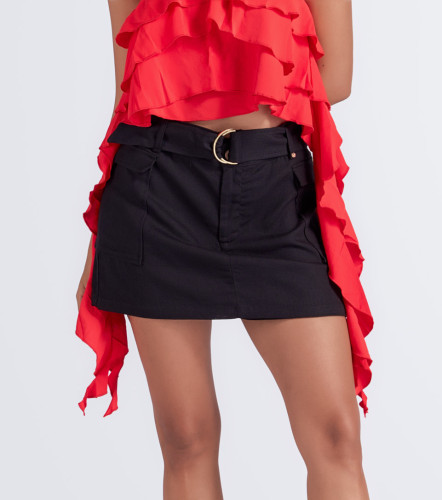 Falda Para Mujer Short En Lino Unicolor Anastacia DerekNG